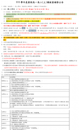 111學年度高一高二(上)課程重補修公告的顯示圖片