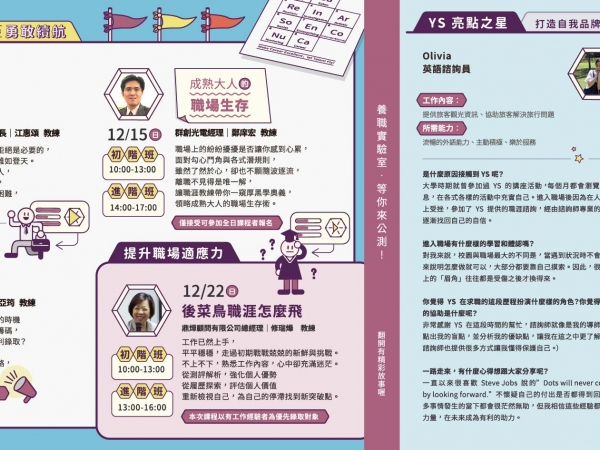 「青年職涯發展中心」（Youth Salon，以下簡稱YS）108年12月活動DM